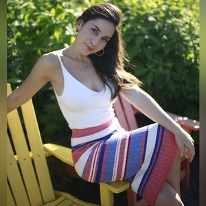 Stripped ribbed MIDI knit skirt